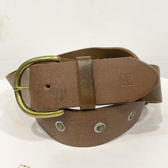 Vintage Joe’s Jeans Mens Genuine Leather Belt Sz Lg Two Buckle Studded Handmade - Picture 1 of 11